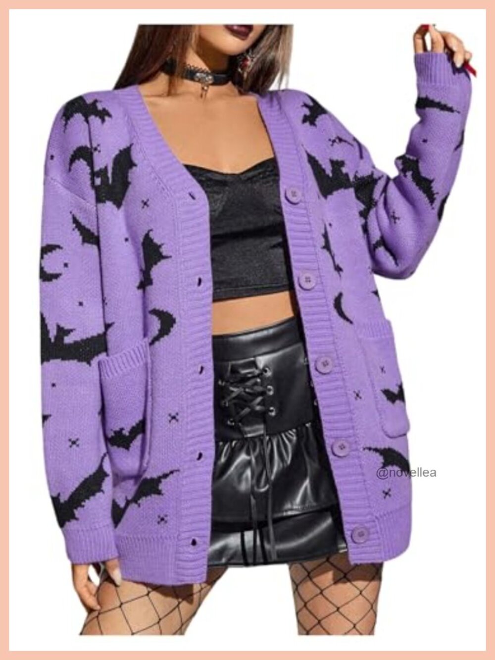 Gothic Graphic Button Down V Neck Cardigan Sweater
